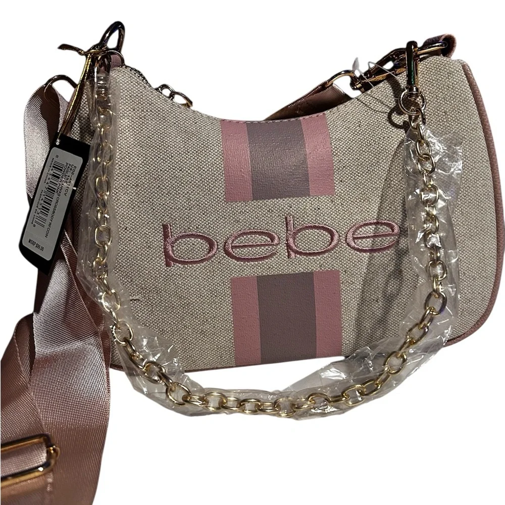 Bebe Beige and Pink Shoulder Bag - Picture 7 of 8